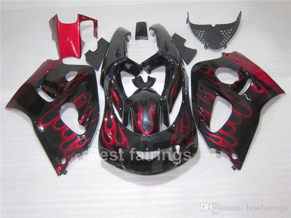 

zxmotor high grade fairing kit for suzuki gsxr600 gsxr750 srad 1996-2000 black red flames gsxr 600 750 96 97 98 99 00 fairings tt54
