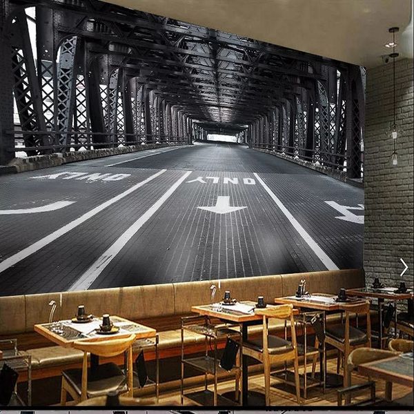 

пользовательский большая настенная 3d обои современный творческий 3d расширение пространства железного мост гостиная телевизора декор стена