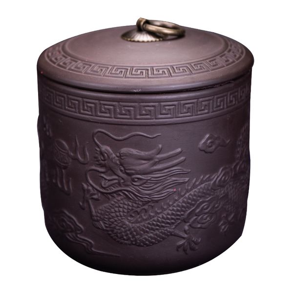 Lila Ton Drachen Phoenix Tee Caddy Gewürz Dichtung Box Puer Behälter Keramik Tee Lagerung Jar Zubehör Gewürze Tee Kanister