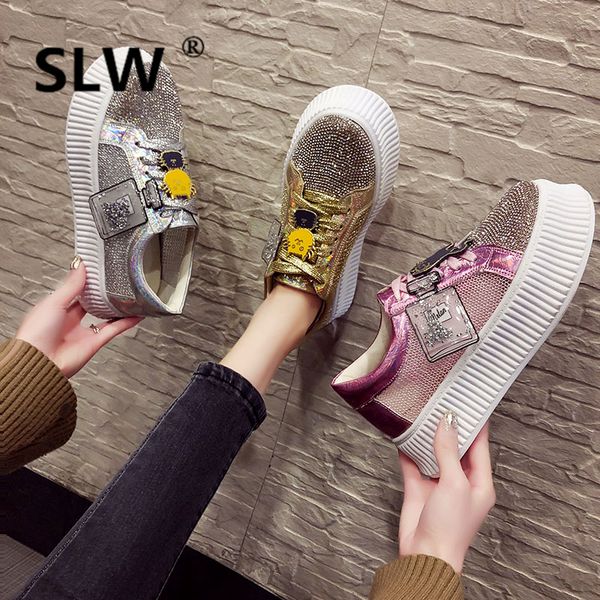 

platform flat loafers casual cross-tied basic women pu flat platform round toe fashion rubber crystal lace-up high shoes woman, Black