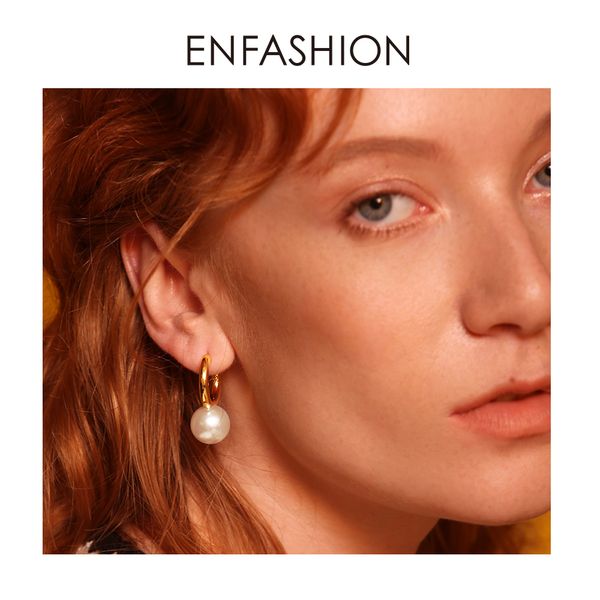 

enfashion big pearl drop earrings for women gold color circle earings fashion jewelry jewellery doucle d'oreille ef181080, Silver