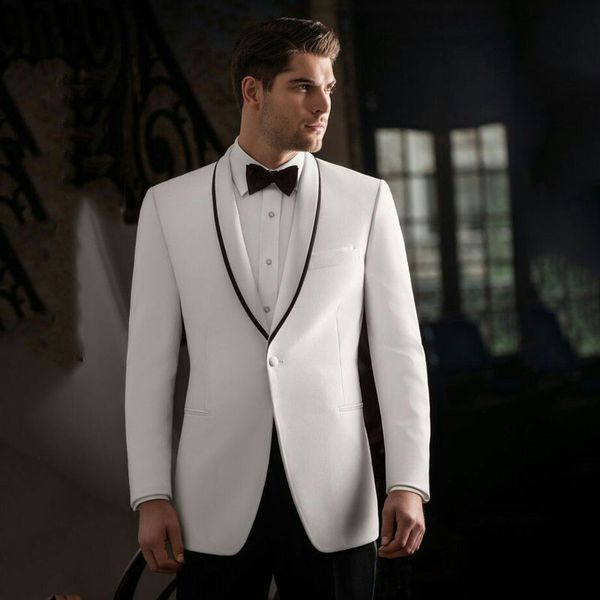 

custom made white groom tuxedo one button men wedding suits for man business outfit 2 piece costume homme terno masculino trajes de hombre, Black;gray