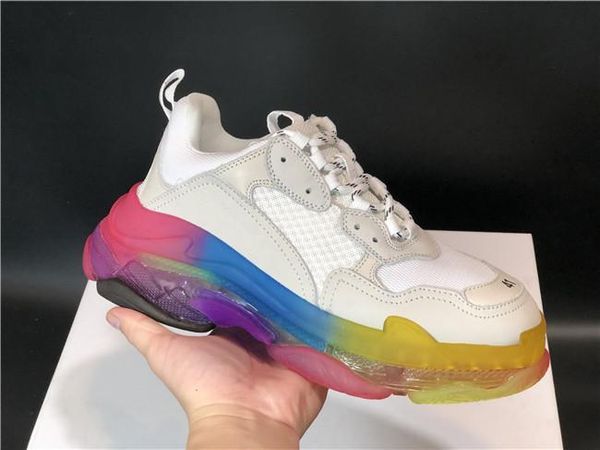 

designer fashion triple s casual shoes hococal green triple s sneaker women leather low lace-up casual flat shoes clear sole, Black