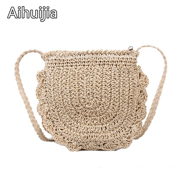 

handmade сплетенного мешка плеча bohemian отдых вскользь сумка crossbody сумка 2020 новых большой емкость круглых соломы сумки