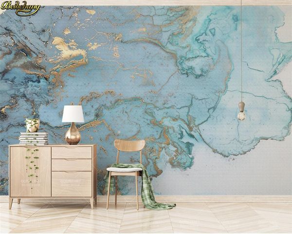 Luxo beibehang foto feita Wallpaper Mural Vintage Moda 3D fundo azul Bronzing textura TV Wall papel de Parede 3d