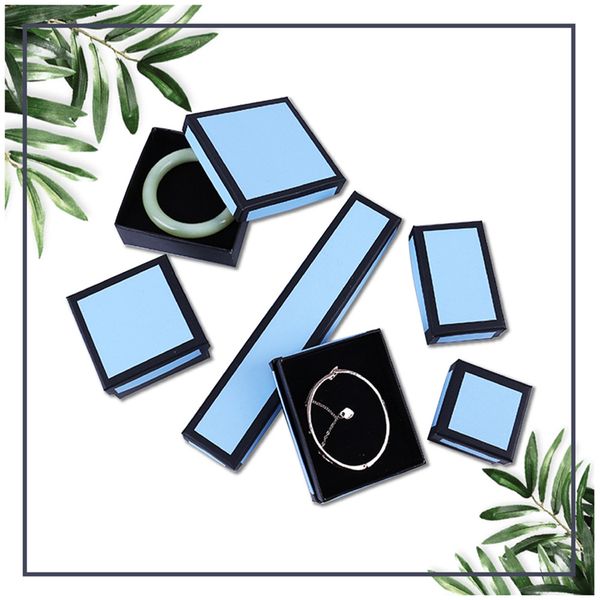 

[ddisplay]creative blue&black jewelry gift box glamour ring boxes monthly earring small jewelry display black border necklace package box, Black;white