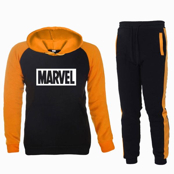 

2020 new sport suit hoodie marvel hooded men casual cotton fall / winter warm sweatshirts men's casual tracksuit costume suits, Gray