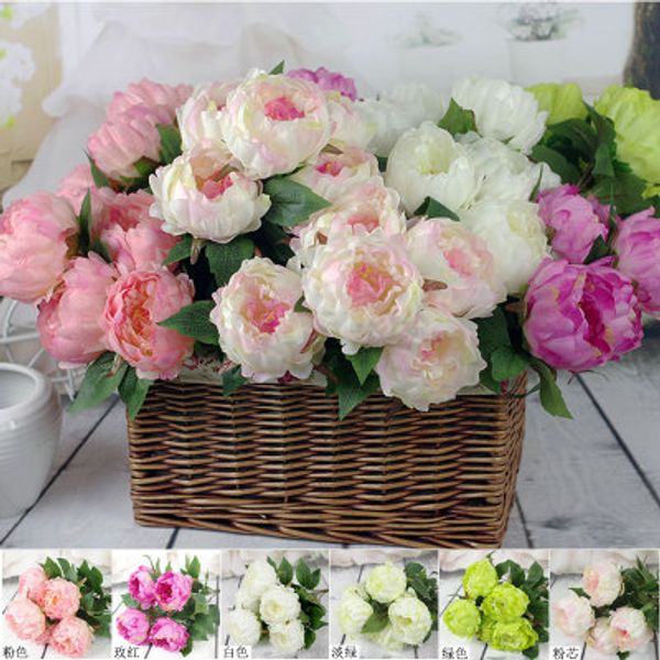 

8 colors 5 heads artificial rose flowers peony bouquet for wedding decoration peonies fake flowers home decor silk hydrangeas flower