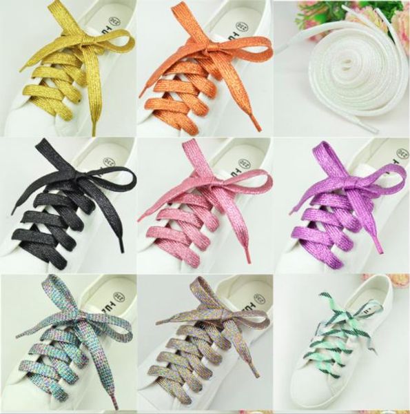 

1pair colorful shiny thread sneakers flat shoelaces fashion bootlaces strings tie running strings shoes accessories, Black