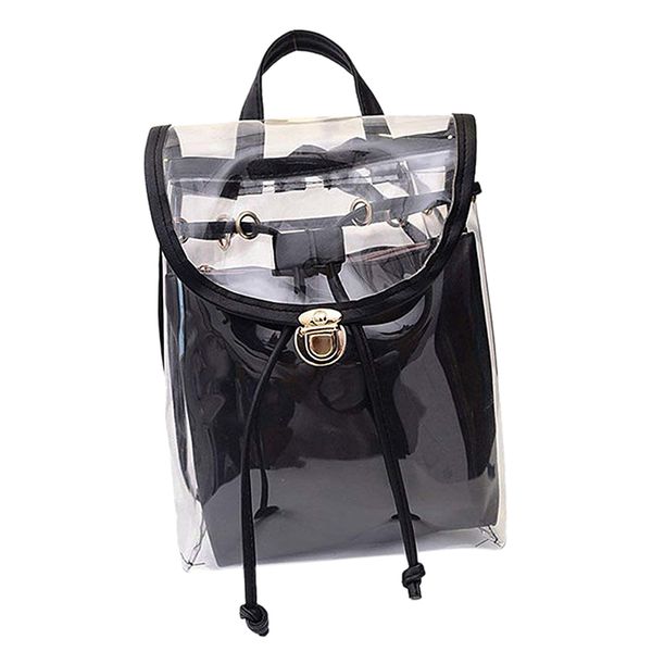 

beau-women's 2 in 1 clear fashion backpack transparent travel beach shoulder handbag purse