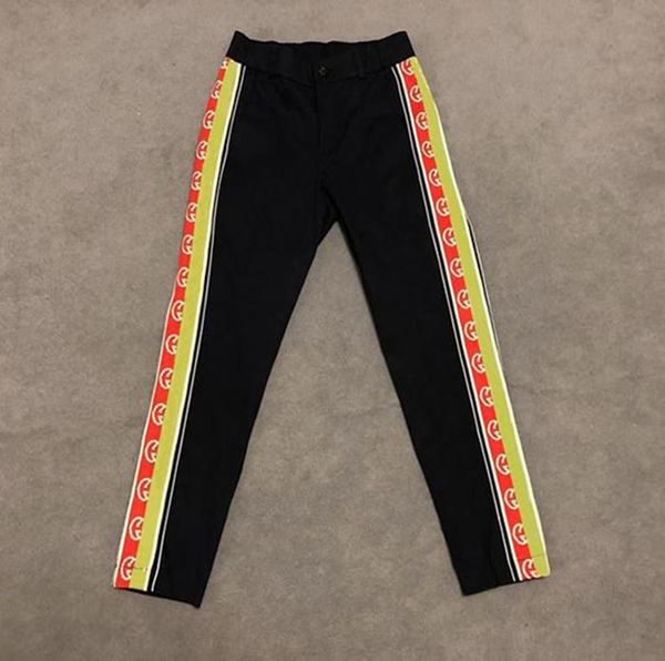 

20ss париж осень зима последние боковые полосы печати высокое качество мужской топ мода черный белый полиэстер брюки, Black