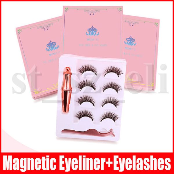 

magnetic liquid eyeliner 4 pairs 1 box magnetic false mink eyelashes long lasting eyeliner false eyelashes eye extension
