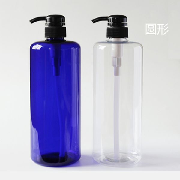

storage bottles blue and white circular pump shampoo bottle conditioner 1l packaging bottle large capacity 1000ml