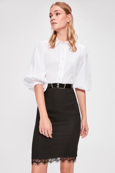 

trendyol lace detail skirt twoaw20et0383, Black