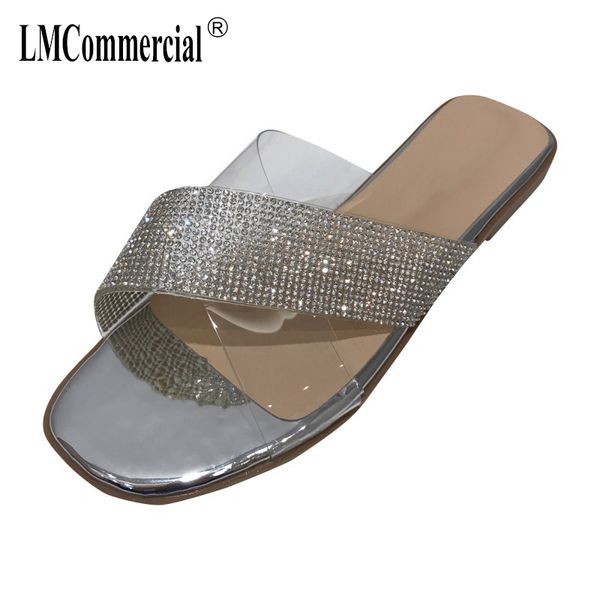 

summer female slippers outside flat bottom transparent open toe one word slippers fairy shoes luxury shoes women designers, Black