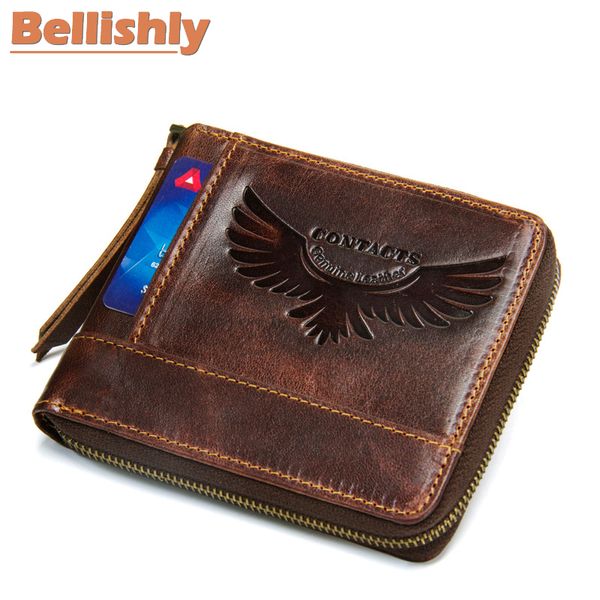 

bellishly new male eagle wings pattern luxury wallet genuine leather change coins money bag specie pocket men purse, Red;black