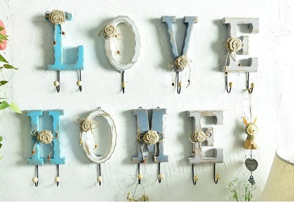

american wooden letter home/love decorative hook wall hanging clothes rack household ornaments