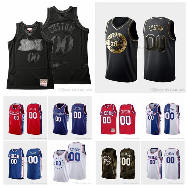 

custom philadelphia 76ers 21 embiid 12 harris 0 richardson 25 simmons 42 horford men youth custom name number jersey, Black;red