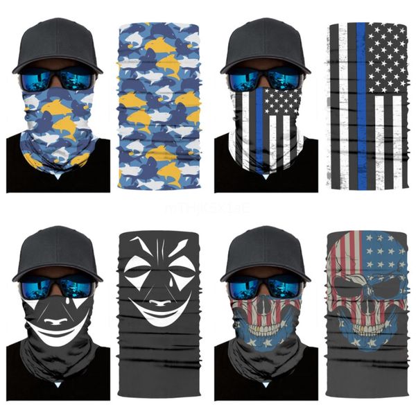 

men women's turban magic skull scarf outdoor sports bicycle riding headband bike cycling balaclava neck tube warmer bandanas face ma#44, Blue;black