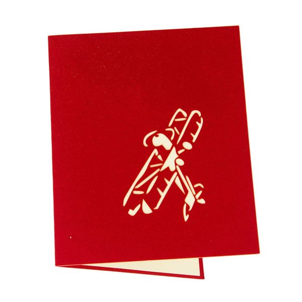 

handmade 3d invitations birthday greeting card popular festival new paper origami wishes gifts airplane model postcard red seal