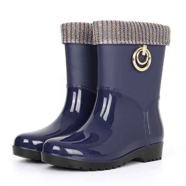 

2020 dropshipping women rain boots waterproof women ankle boots winter casual ladies shoes plus size 9, Black