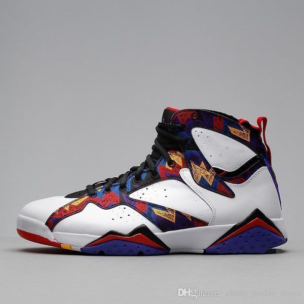 

wholesale 7 men basketball shoes university blue 7s sneaker white black pure money bordeaux cigar hare olympic gmp mens trainer sports shoes