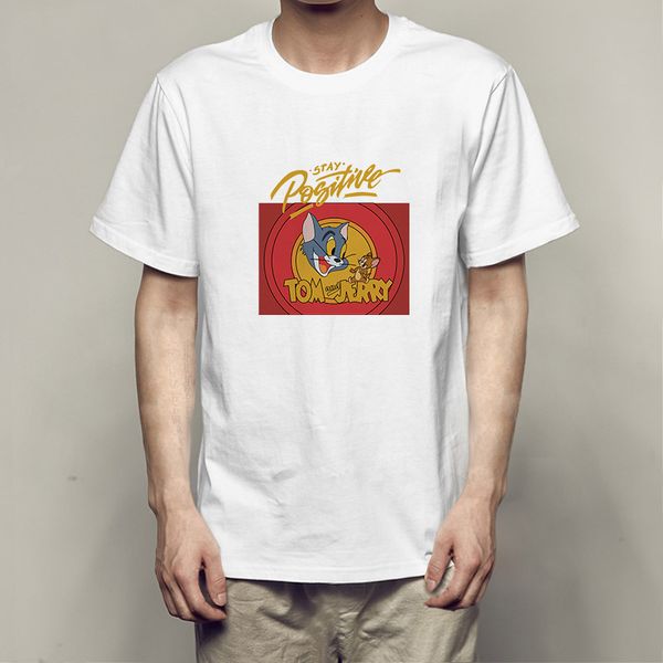 

tom and jerry short sleeve male t shirt tom and jerry printing men and women t shirt jacket popular round neck clothes, White;black