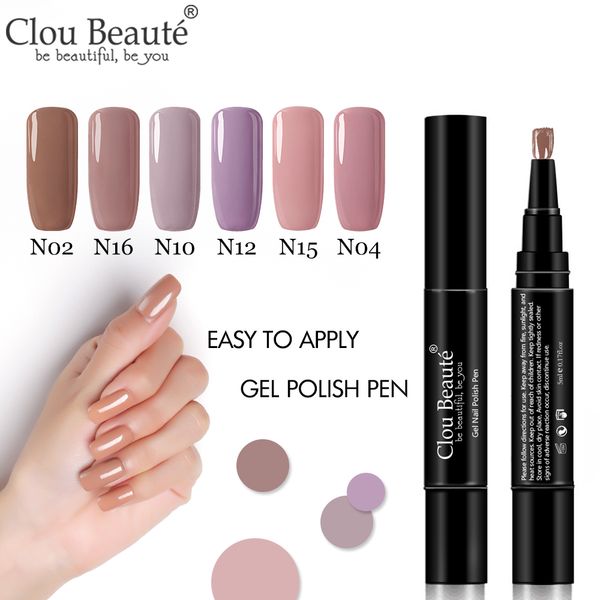 

clou beaute gel polish pen manicure semi permanent vernis 60 colors 3 steps gel paint nail varnish nail art led lacquer, Red;pink