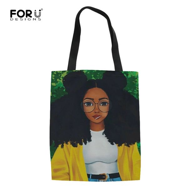 

forudesigns art black african девочка печать многоразовых сумки женщина shopper bag тинейджеры колледж книга сумка женщина bolsa