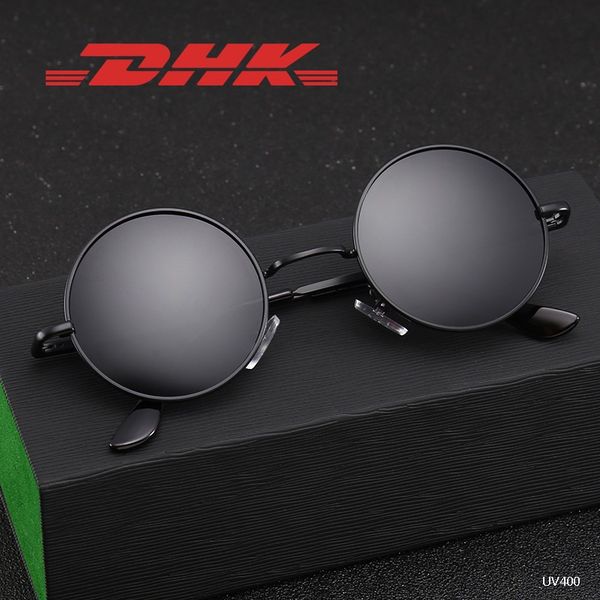 

brand women's sunglasses polarized fashion small round frame men and women eyeglasses vintage personality dhk8002 ing, White;black