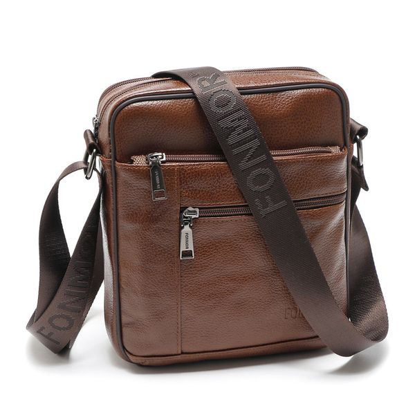 

genuine leather men briefcase vintage brand design cowhide shoulder messenger bag casual zipper office men bag