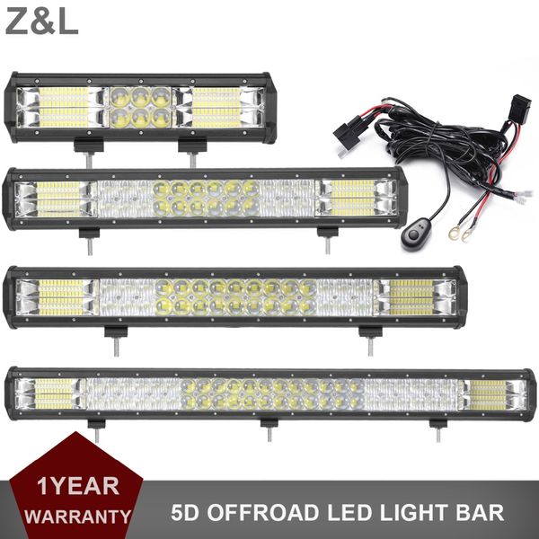 

z&l 12 20 23 31 inch offroad led work light bar 12v 24v driving headlight lamp car suv truck tractor 4x4 4wd atv trailer combo