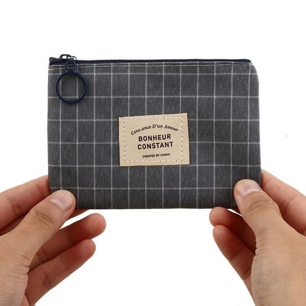 

1pc card key mini purse pouch canvas bag small zipper coin purse card holder wallet four colors available, Red;black