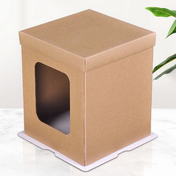 

3шт kraft window box упаковка подарочные коробки с пвх окна для candy / cake / мыло / печенье / cupcake display box другие выпекание