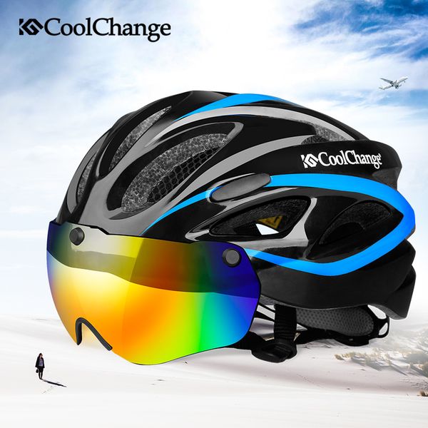 

coolchange bicycle helmet hat eps insect net cycling helmet visor mtb mountain bike integrally-molded road bike goggles