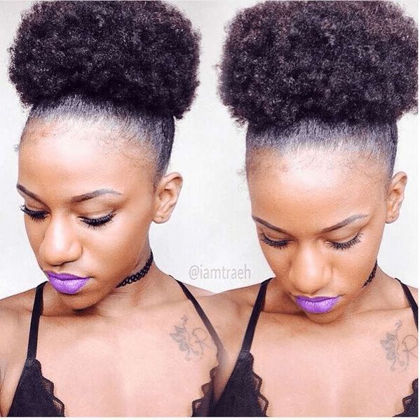 

100 human hair ponytail extension short high afro kinky curly 4a 4b clip in peruvian hair extension with drawstring 120g, Black