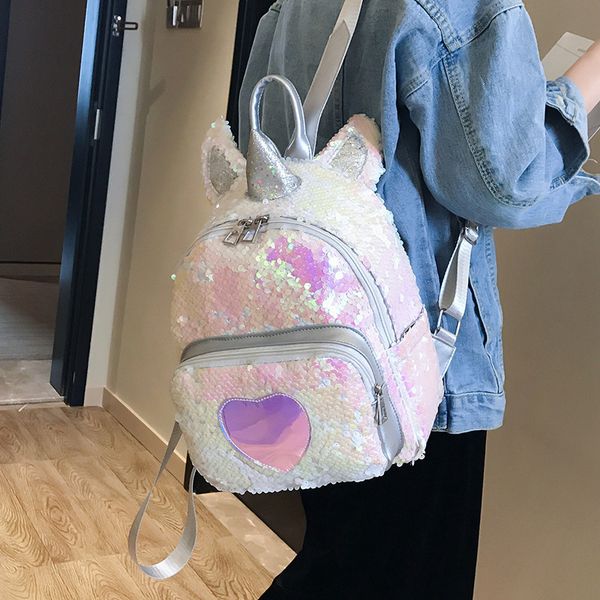 

new unicorn backpack girl fashion sequins shoulder ladies cartoon cute baby girls school bag travel backpack