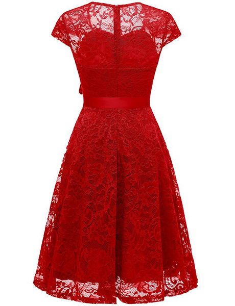 

cross-border supply 2020 summer new love collar lace dress with short sleeves women lady's dress red, Black;gray