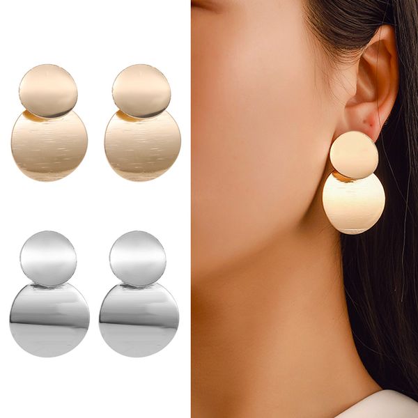 

retro-classic round ear nails, european and american mirror earrings, fashionable earrings stud earrings for women, Golden;silver