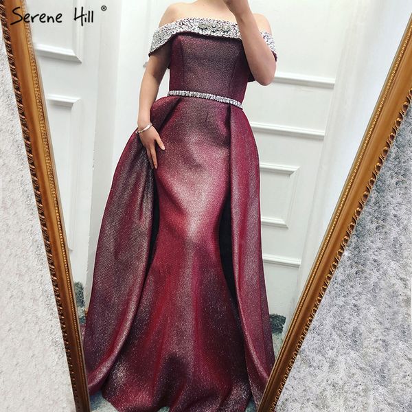 

дубай дизайн с плеча роскошные вечерние платья красное вино блестками бисером вечерние платья для женщин настоящее фото la6549, White;black