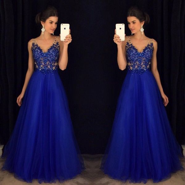 

royal blue бисероплетение пром платья длинные 2020 vestidos де фиеста largos elegantes де гала v образным вырезом длина линии формальное пол, Black