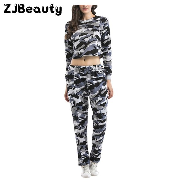 

fashion tracksuit for women's 2 pieces sets camouflage sports o-neck short sweater trousers fitness running suit sportswear#g4, Black;blue