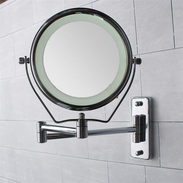 6 Inch Double Side Makeup Mirrors Led Light Illuminated 7x Magnifying Bathroom Shower Cosmetic Mirror Wall Mounted Salon Small