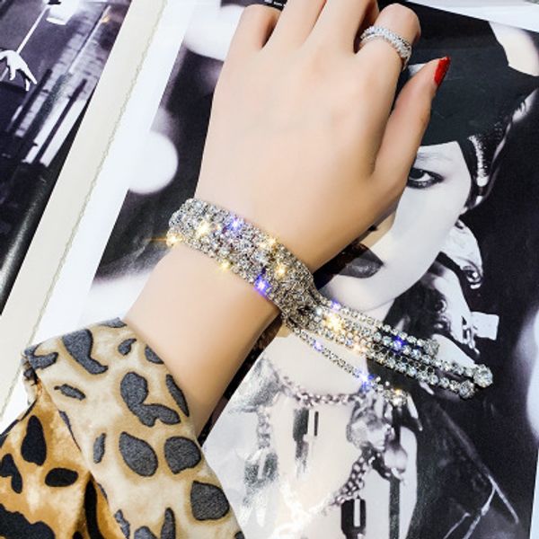 

мода полный rhinestone браслет для женщин 2019 shiny длинные кисточкой кристалл браслеты браслеты ювелирные подарки, Black