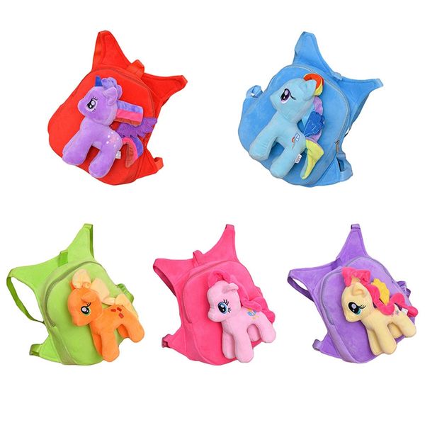 

cute soft cartoon kindergarten children plush backpack pony plush toy preschool baby bag gift for kids 1-5 years old 1pc