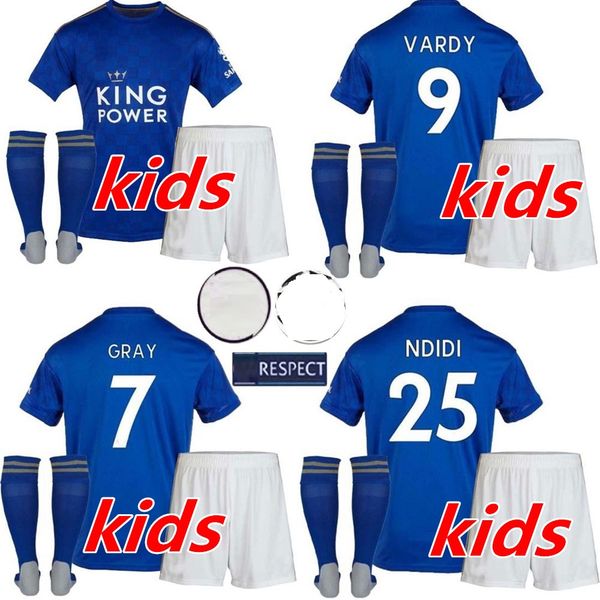 

19 20 vardy leicester soccer jersey 2019 2020 city youth kids kit sets football shirt maguire maddison tielemans ndidi ricardo albrighto, Black
