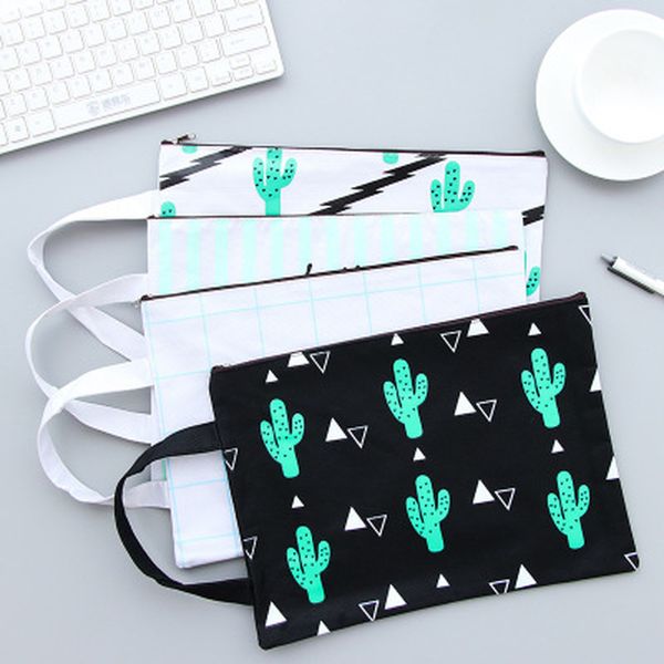 

cactus file bag pencil pouch stationery zipper oxford korean bag pencil case large capacity kit kawaii school supplies