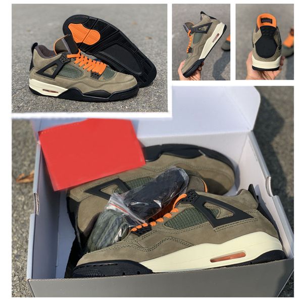 

высокое качество трэвис скотт 4 замша непобедимым мужской баскетбольной обуви 4s зеленый клементина кроссовки с коробкой