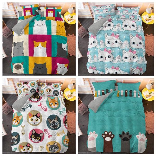 

симпатичные животные cat пододеяльник мультфильм cat dog kids пододеяльник set напечатанных покрывало 3шт постельные принадлежности  ki