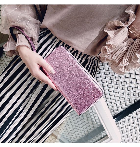 

new personality sequined handbag fashion sequins hand holding wallet women's long allmatch clutch, Red;black